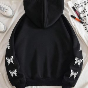 Fall Gothic Butterfly Zip-Up Hoodie - Y2K Fashion Outfit for 2000s Style