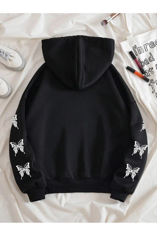 Fall Gothic Butterfly Zip-Up Hoodie - Y2K Fashion Outfit for 2000s Style