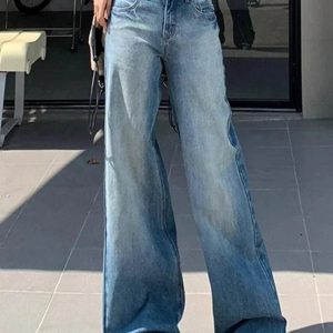 Fall Light Wash Wide-Leg Denim - Cute 2000s Outfits & Y2K Fashion