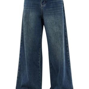 Fall Oversized Dark Wash Wide-Leg Jeans - Y2K Fashion Outfit Inspiration