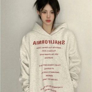 Fall Oversized Typography Statement Hoodie - Y2K 2000s Fashion Outfit