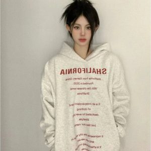 Fall Oversized Typography Statement Hoodie - Y2K 2000s Fashion Outfit