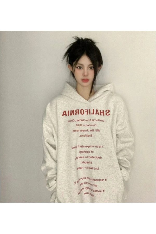 Fall Oversized Typography Statement Hoodie - Y2K 2000s Fashion Outfit