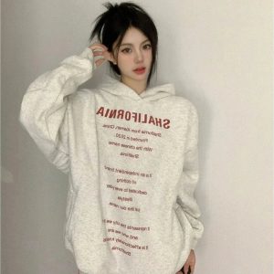 Fall Oversized Typography Statement Hoodie - Y2K 2000s Fashion Outfit