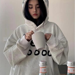 Fall Playful Hello Oversized Hoodie - Cute 2000s Outfits & Y2K Fashion