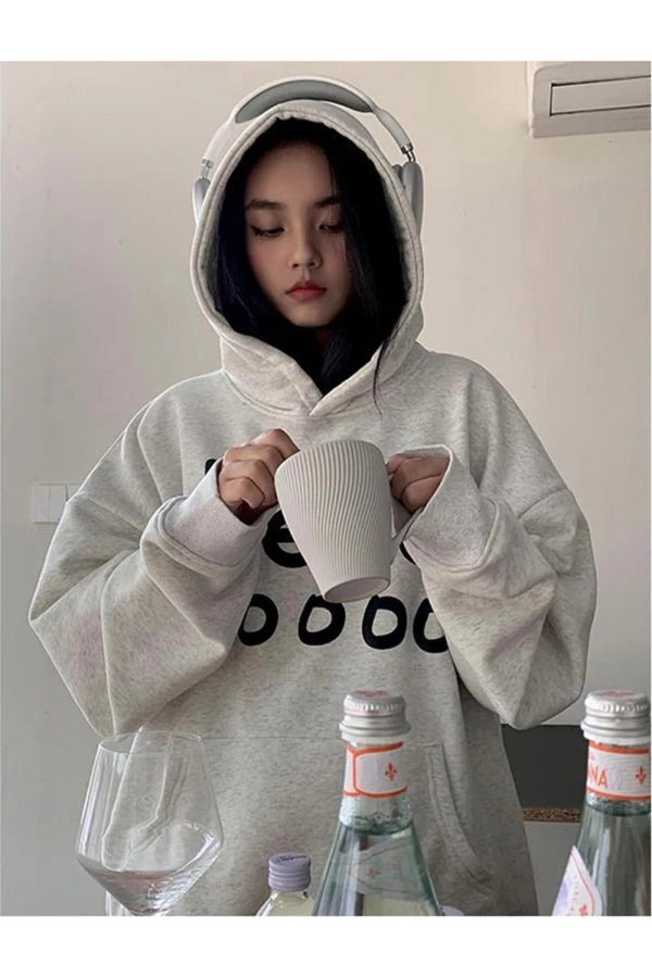 Fall Playful Hello Oversized Hoodie - Cute 2000s Outfits & Y2K Fashion