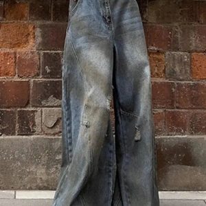 Fall Urban Edge Wide-Leg Jeans - Iconic Y2K Fashion Outfits for Women