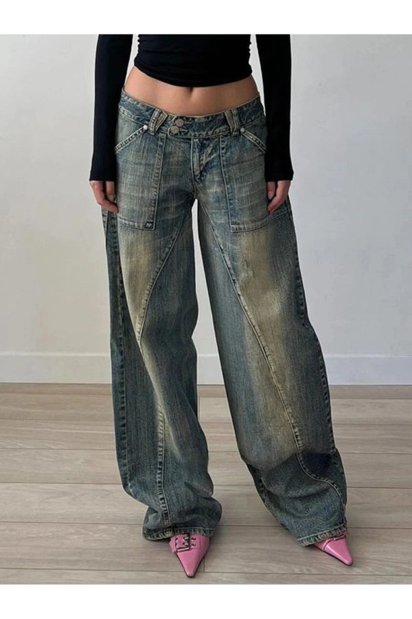 Fall Vintage Washed Baggy Jeans - Cute 2000s Outfits & Y2K Fashion