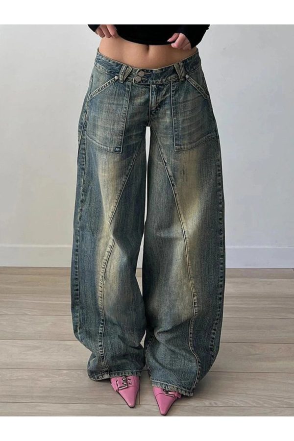 Fall Vintage Washed Baggy Jeans - Cute 2000s Outfits & Y2K Fashion