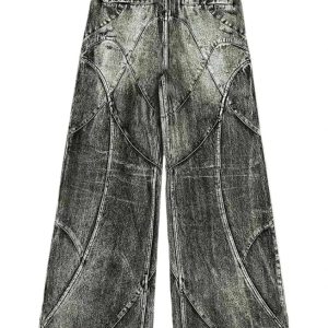 Fall Vintage Washed Patchwork Jeans - Y2K Fashion Outfits & 2000s Style