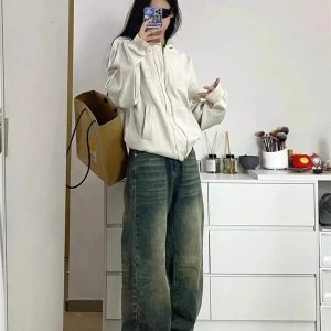 Fall Washed Low-Rise Baggy Jeans - Y2K Fashion Outfits for Trendy Looks