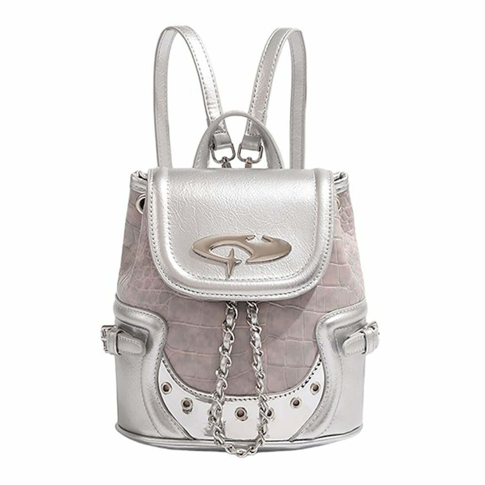 Future World Mini Backpack in Silver - Y2K Fashion, Cute 2000s Outfits