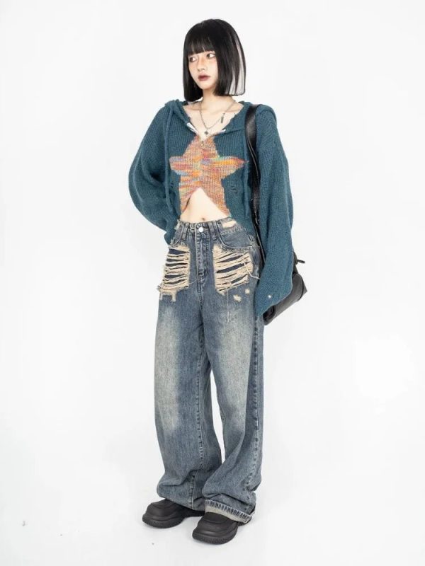 Galactic Grunge Hoodie - Iconic Y2K Fashion Outfit for Trendy Women