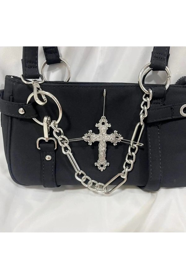 Gothic Cross Chain Shoulder Bag - Y2K Fashion, 2000s Aesthetic Style