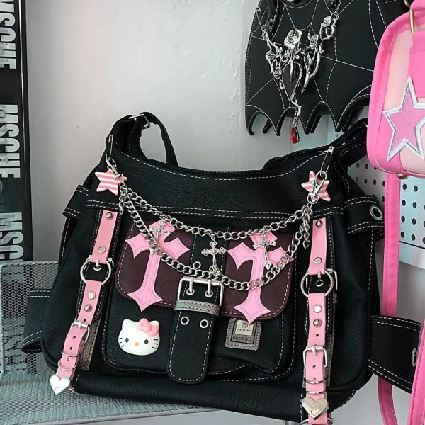 Gothic Kawaii Cross Chain Bag - Y2K Fashion, Cute 2000s Outfits, Mcbling Style