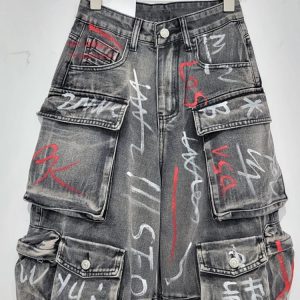 Graffiti Riot Cargo Jeans - Iconic Y2K Fashion Outfit for Trendy Women