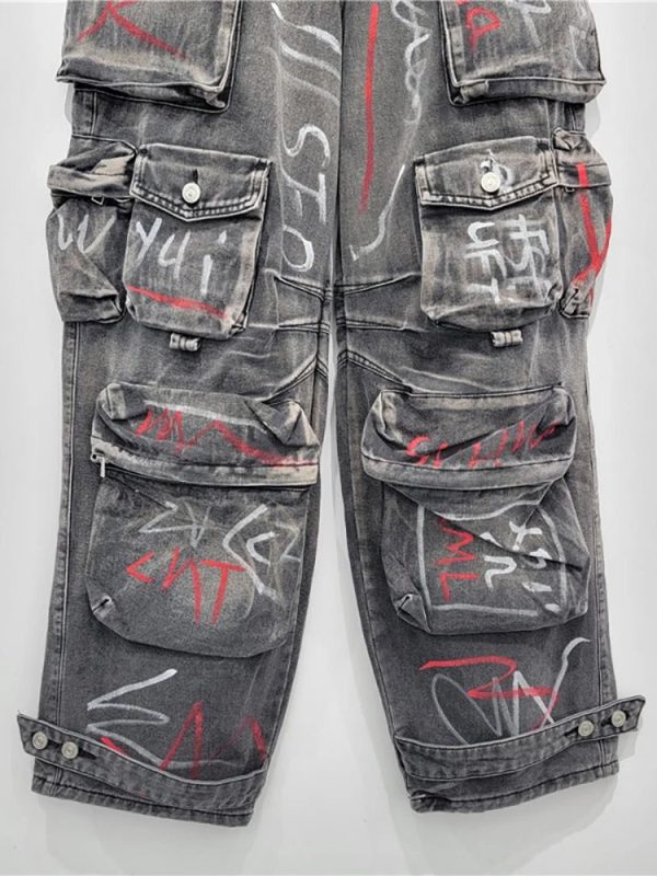 Graffiti Riot Cargo Jeans - Iconic Y2K Fashion Outfit for Trendy Women