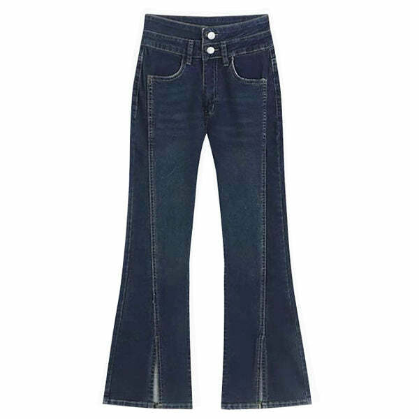 Grunge Aesthetic Flare Jeans - Iconic Y2K Fashion Outfits for Fall