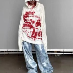 Grunge Graffiti Hoodie - Iconic Y2K Fashion Outfit for Fall 2000s Style