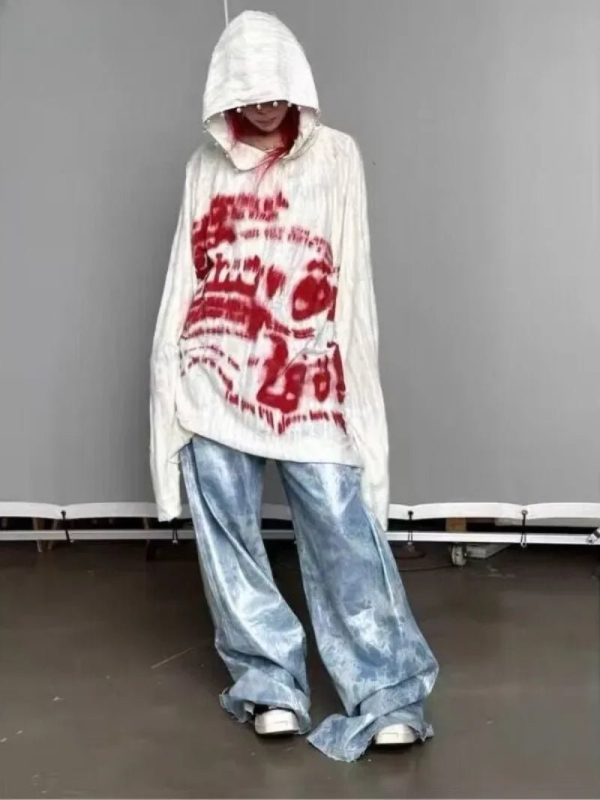 Grunge Graffiti Hoodie - Iconic Y2K Fashion Outfit for Fall 2000s Style