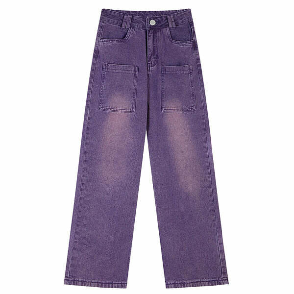 Grunge Purple Baggy Jeans - Iconic Y2K Fashion Outfit for Fall 2000s