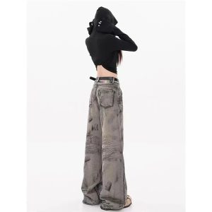 Grunge Splatter Wide-Leg Jeans - Iconic Y2K Fashion Outfit for Fall