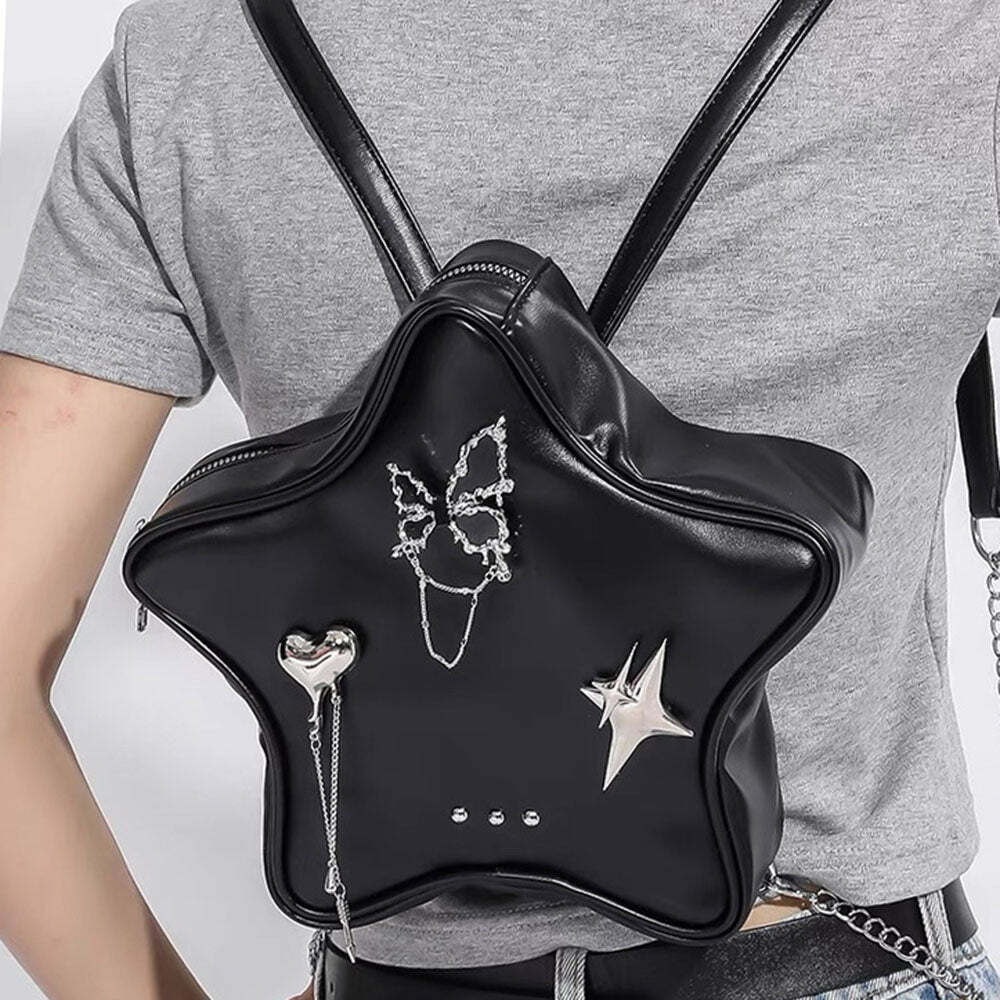 Grunge Star-Shaped Mini Backpack | Y2K Fashion & 2000s Aesthetic