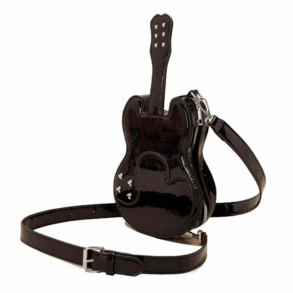 Guitar Shaped Crossbody Bag - Y2k Fashion, 2000s Outfits, Mcbling Style