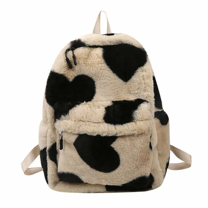 Heart Crush Fuzzy Backpack - Y2K Fashion, 2000s Aesthetic, Trendy Outfits