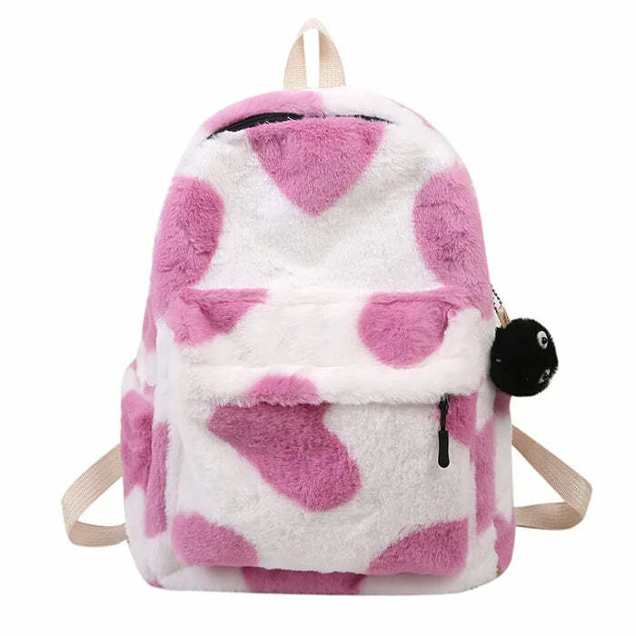 Heart Crush Fuzzy Backpack - Y2K Fashion, 2000s Aesthetic, Trendy Outfits