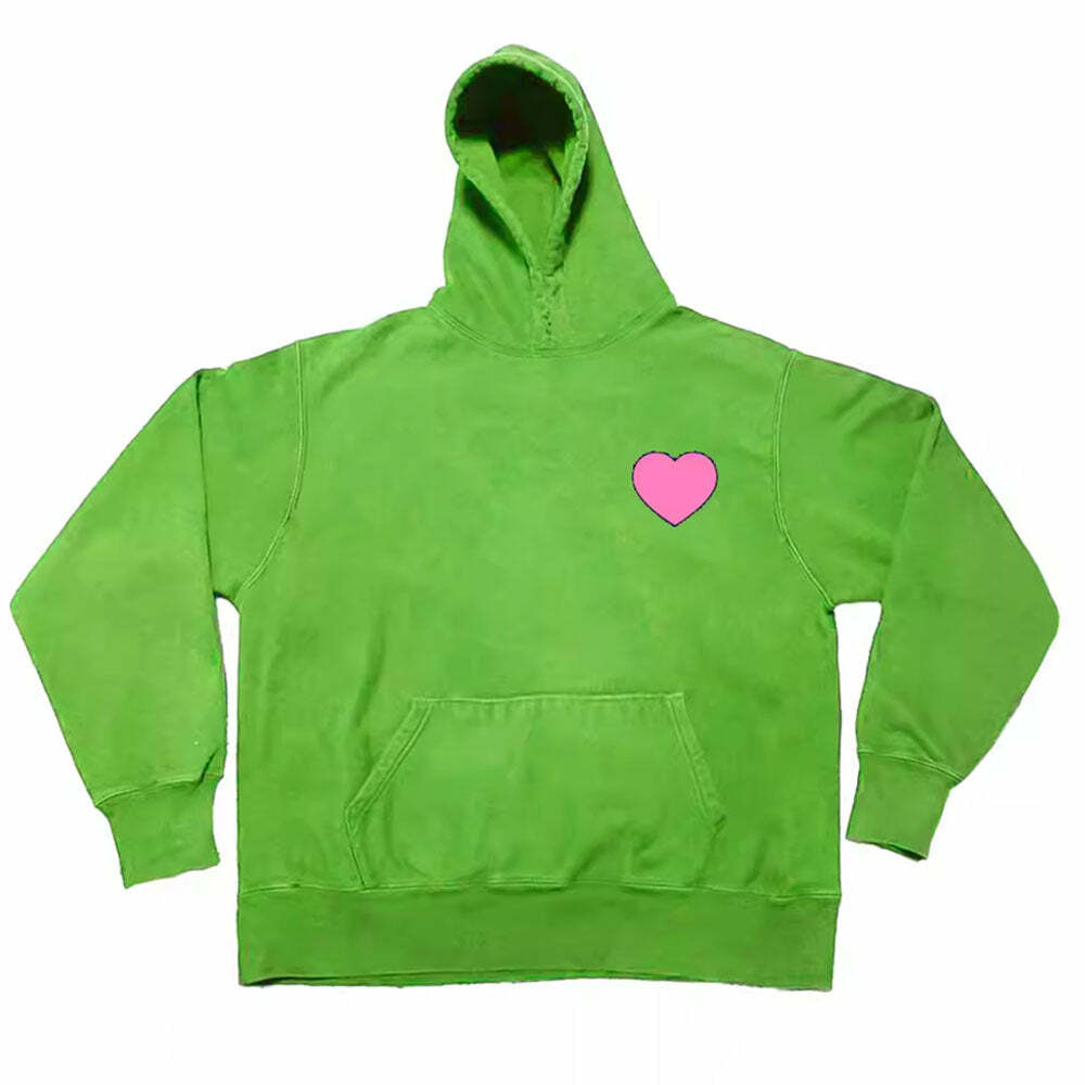 Heart Print Hoodie - Y2K Fashion Outfit, 2000s Style, Trendy Fall Look