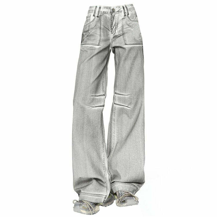 High Fashion Silver Jeans - Cute 2000s Outfits, Y2K McBling Fashion