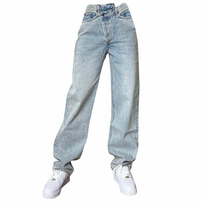 High Rise Straight Leg Jeans - Iconic Y2K Fashion Outfit for Fall 2000s