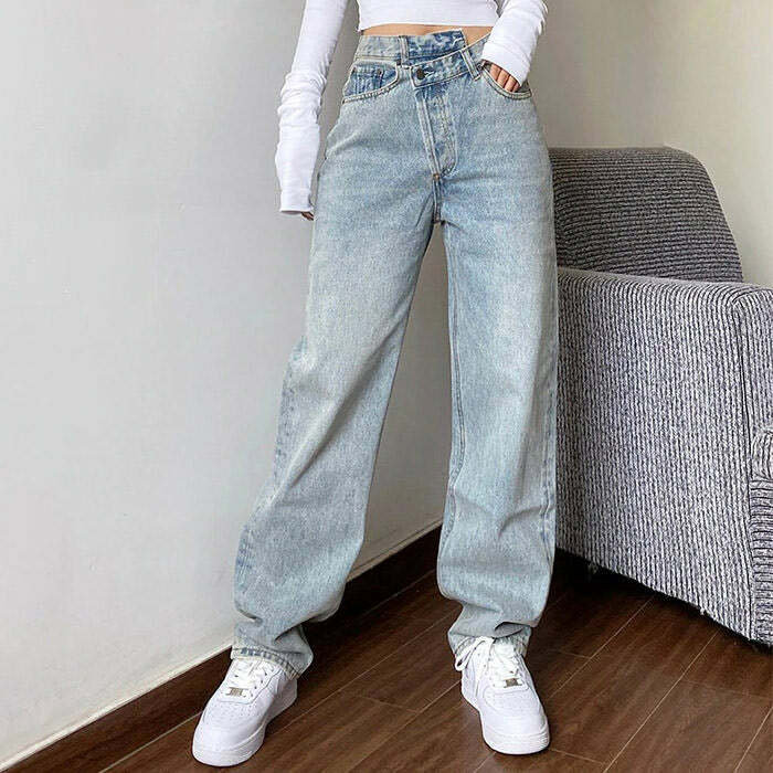 High Rise Straight Leg Jeans - Iconic Y2K Fashion Outfit for Fall 2000s