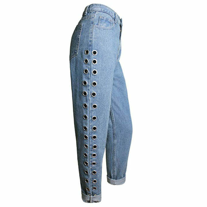 Holed Up Grommet Jeans - Cute 2000s Outfits, Y2K Fashion Inspiration