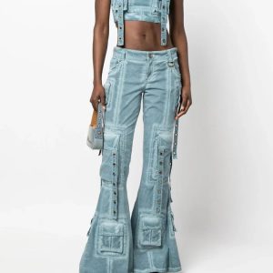 Hybrid Harness Split Jeans - Trendy 2000s Fashion Outfit for Y2K Style