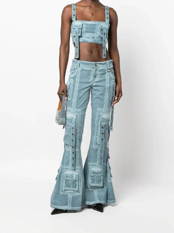 Hybrid Harness Split Jeans - Trendy 2000s Fashion Outfit for Y2K Style