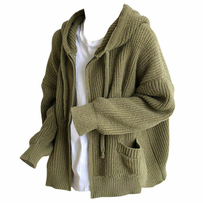 Hygge Knit Zip Up Hoodie - Trendy 2000s Fashion Outfit for Y2K Style