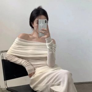 Ivory Off-Shoulder Wrap Top for Cute 2000s Outfits & Y2K Fashion