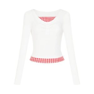 Lemon Gingham Layered Top - Trendy 2000s Fashion Outfit for Y2K Style