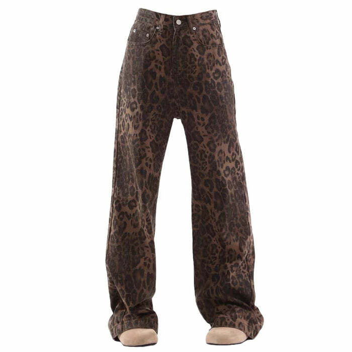 Leopard Wide Leg Jeans - Cute 2000s Outfits & Y2K Fashion Inspiration