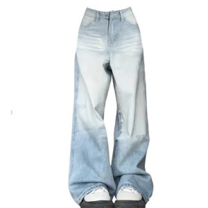 Light Wash Oversized Baggy Jeans - Y2K Fashion Outfit for 2000s Style