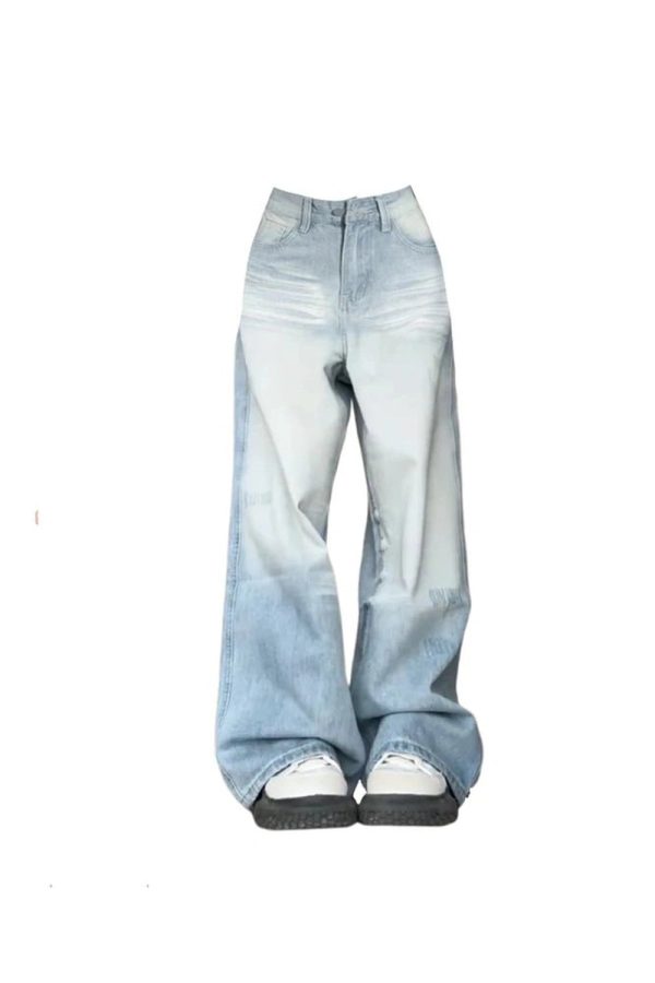 Light Wash Oversized Baggy Jeans - Y2K Fashion Outfit for 2000s Style