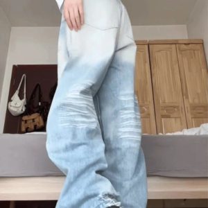 Light Wash Oversized Baggy Jeans - Y2K Fashion Outfit for 2000s Style