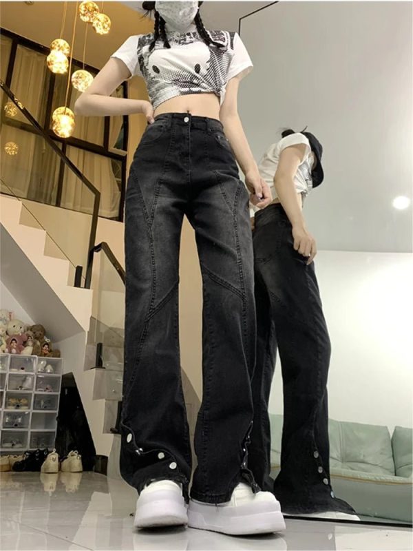 Midnight Flare Snap Jeans - Cute 2000s Outfits & Y2K Fashion Inspiration