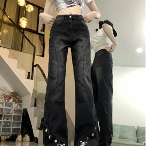 Midnight Flare Snap Jeans - Cute 2000s Outfits & Y2K Fashion Inspiration