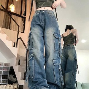 Midnight Utility Cargo Jeans - Trendy Y2K Fashion for 2000s Outfits