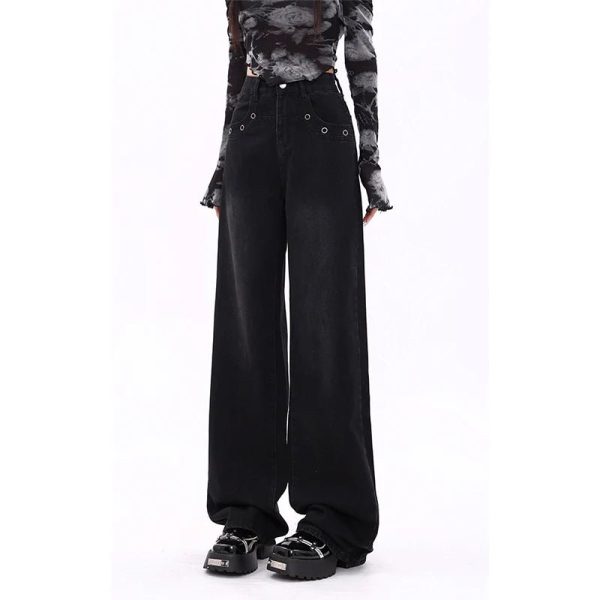 Midnight Wide-Leg Jeans - Iconic Y2K Fashion Outfit for Trendy Women