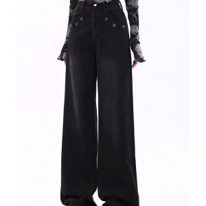 Midnight Wide-Leg Jeans - Iconic Y2K Fashion Outfit for Trendy Women