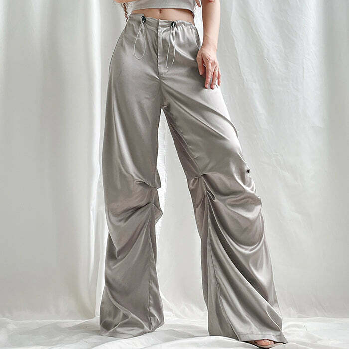 Miracle Satin Wide Pants - Iconic Y2K Fashion Outfit for Trendy Women